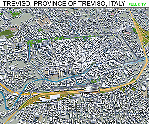 Treviso Province city Italy 3d model 20km