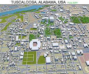 Tuscaloosa city Alabama USA 3d model  50km