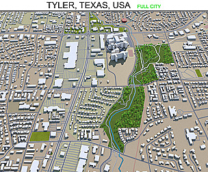 Tyler city Texas USA 3dmodel 35km