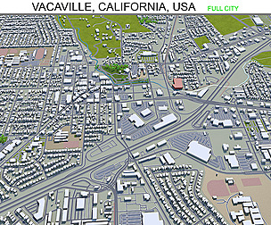 Vacaville city California USA 3d model 25km