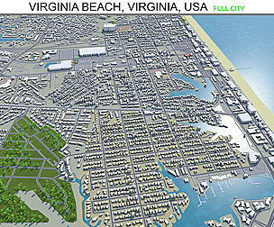Virginia Beach city Virginia USA 3d model 60km