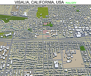 Visalia city California USA 3d model 25km