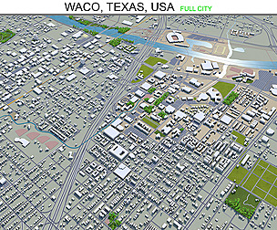 Waco city Texas USA 3d model 35km