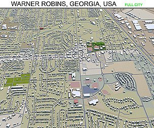 Warner Robins city Georgia USA 3d model 30km