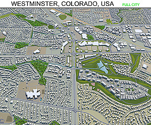 Westminster city Colorado USA 3d model 30km