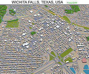 Wichita Falls city Texas USA 3d model 30km