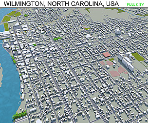 Wilmington city North Carolina USA 3d model 25km