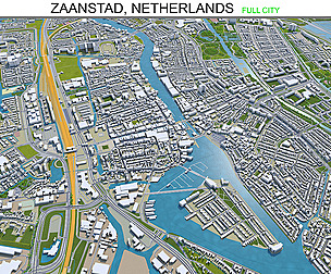 Zaanstad city Netherlands 3d model 25km