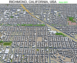Richmond city California USA 3d model 25km