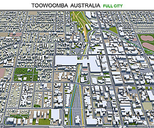 Toowoomba city Australia 3d model 35km