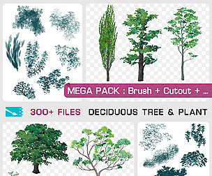 MEGA PACK : DECIDUOUS TREE CUTOUT & PLANT BRUSH