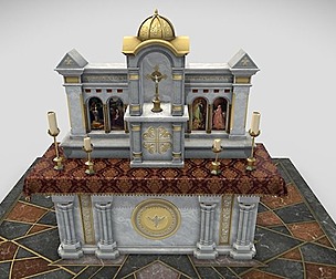 Altar shrine with Lord Jesus on the cross
