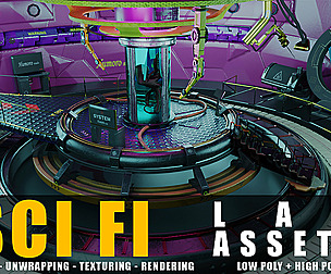 sci fi lab assets low and high poly +texture
