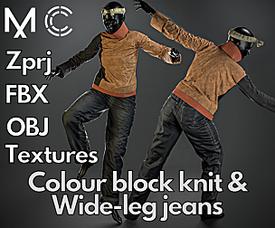 Marvelous Designer + Clo3d : Colour block knit