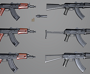 AKS Russian Assault Rifle Game Ready 6 Variations