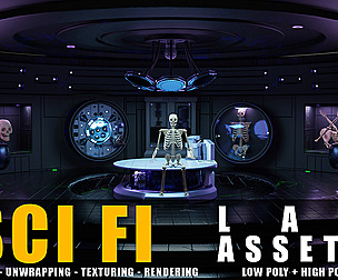 scifi lab low and high poly texture gameready
