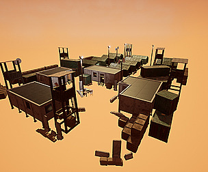 Modular military base with props
