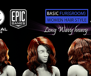 Long Wavy Heavy Grooming Hairstyle UE4