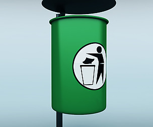 Street trash can low poly