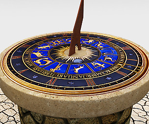 Solar sundial clock time low poly