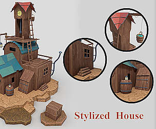 low poly stylized house