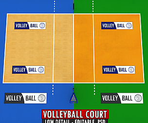 Volleyball court low detail low poly