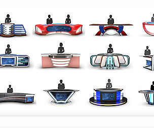 TV Studio News Desk Collection (12 PCS)