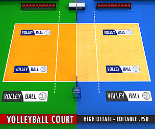 Volleyball court high detail low poly