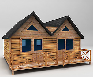 Wooden House Large low poly