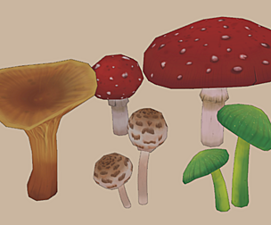 Low-poly Hand-painted Mushroom pack