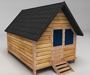 Wooden house small low poly