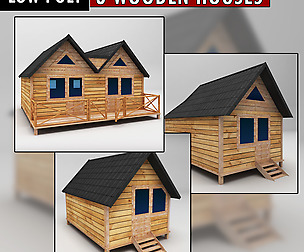 Wooden Houses Pack low poly