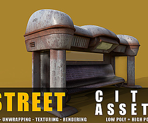 bus stop old game ready street assets