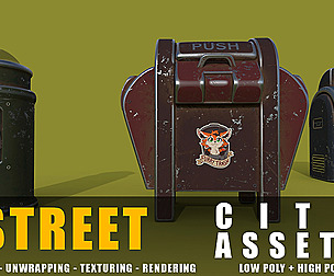 trash can series old game ready street assets