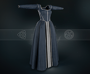 Medieval Dress Style 4 Blue