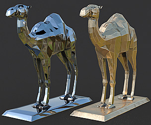 low poly Sculpture set 03-camel