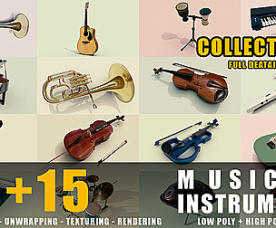 +15 musical instruments collection full detail