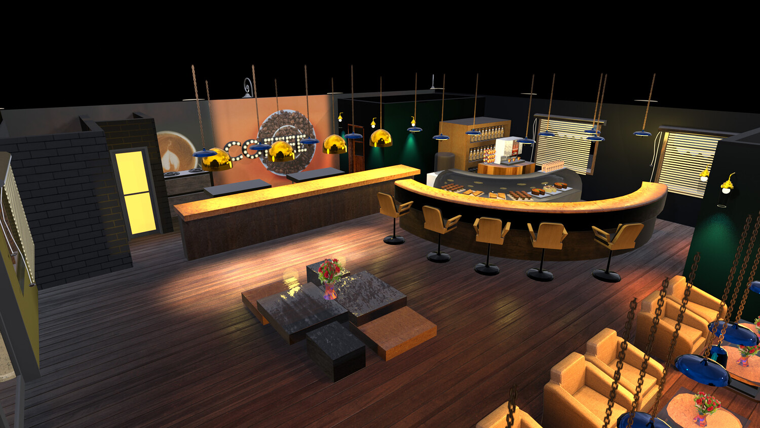 Coffee Shop 3D Model – Game Ready, PBR Textured, Lightmapped | Cafe ...
