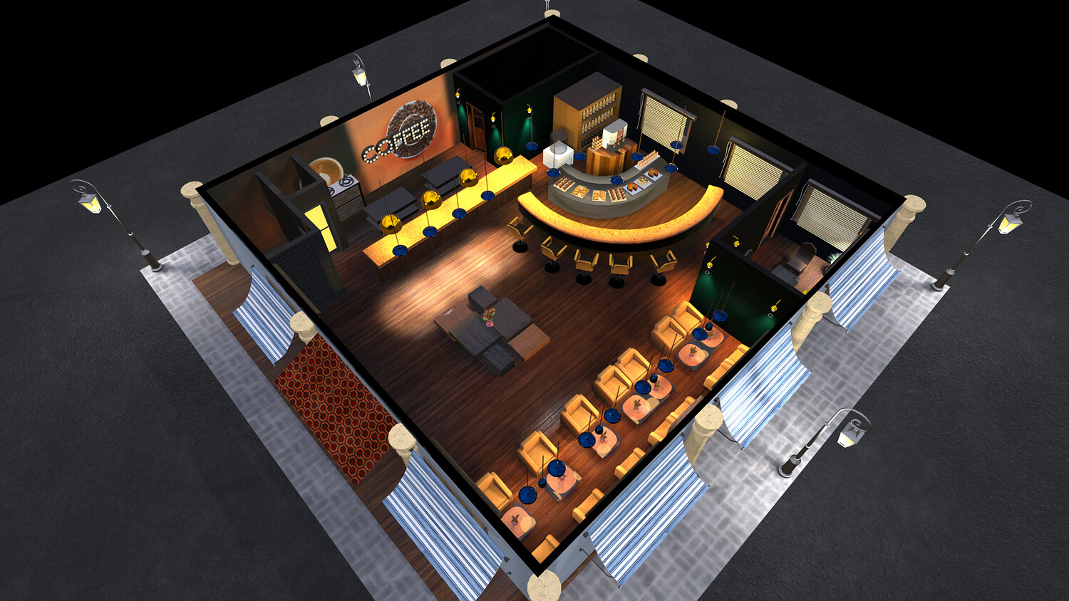 Coffee Shop 3D Model – Game Ready, PBR Textured, Lightmapped | Cafe ...