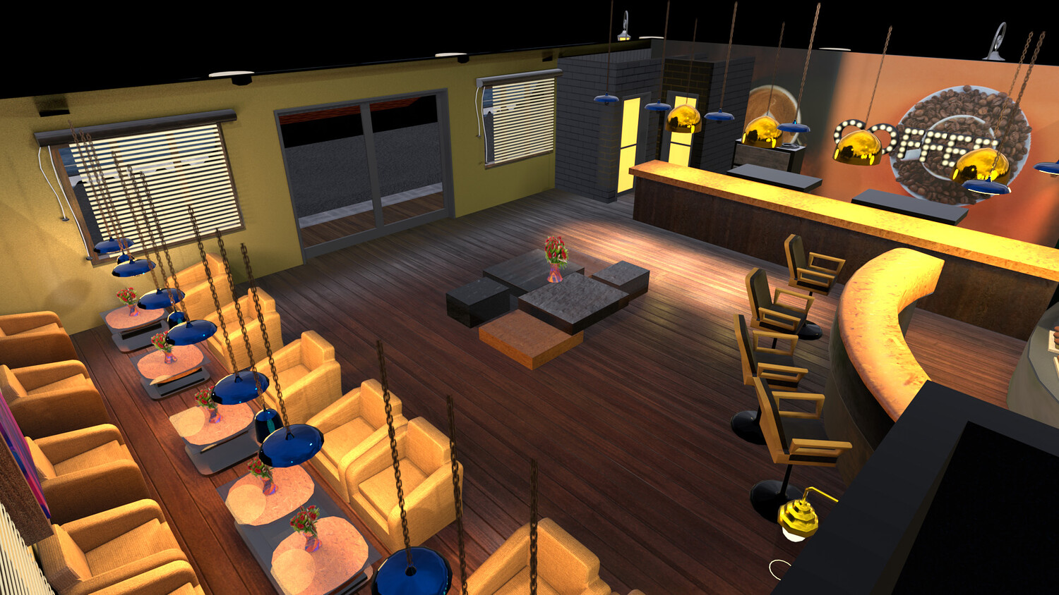 Coffee Shop 3D Model – Game Ready, PBR Textured, Lightmapped | Cafe ...