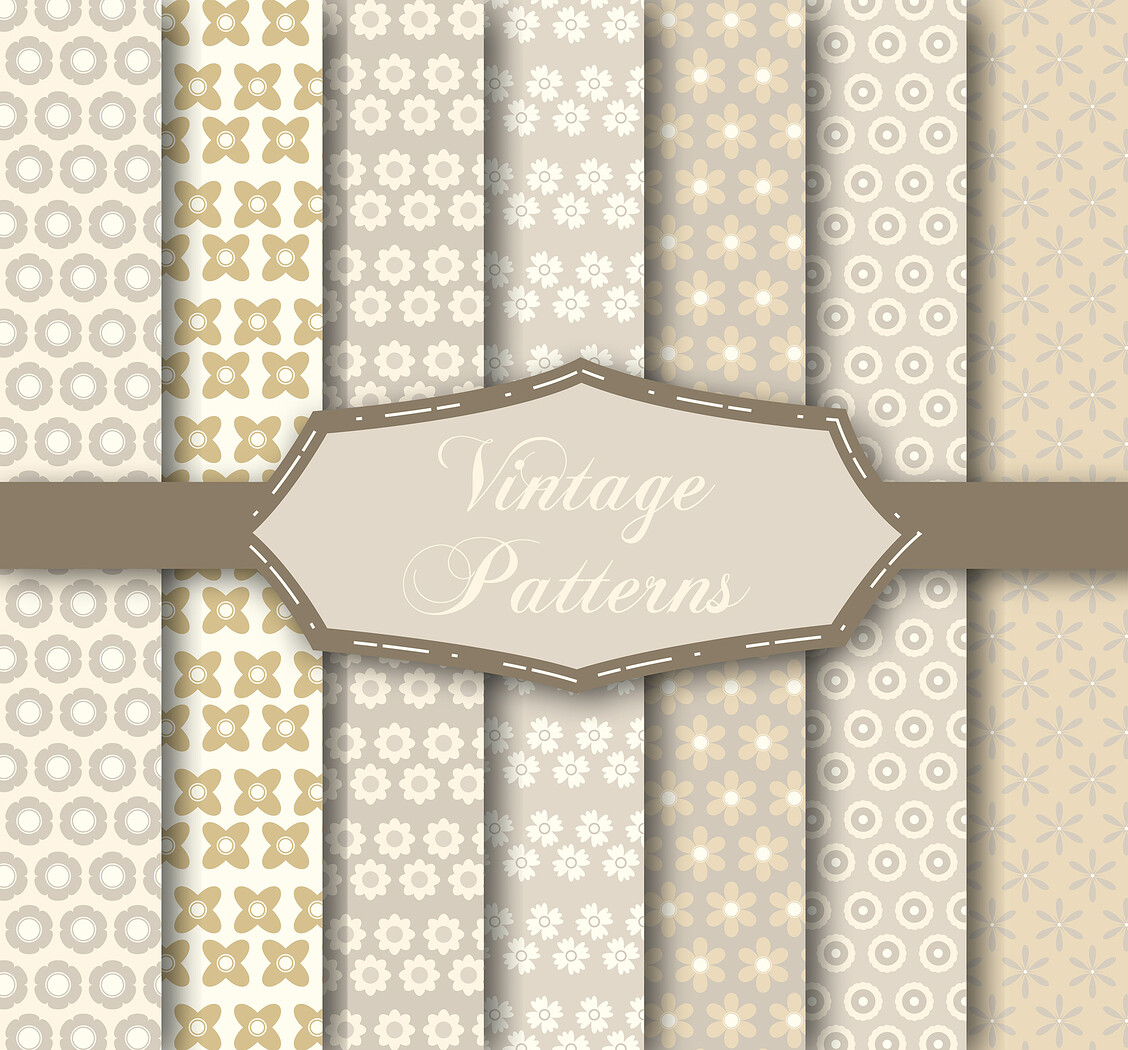 14 Vintage patterns, vector Seamless Texture Patterns, EPS File.