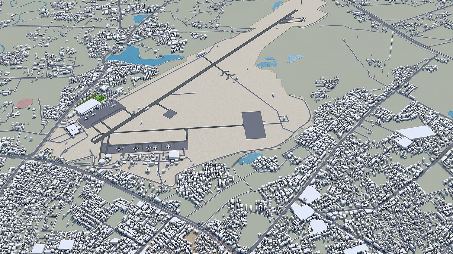 Vadodara city India 3d model 30km
