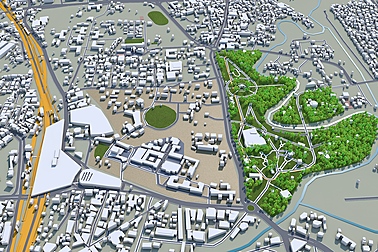 Vadodara city India 3d model 30km