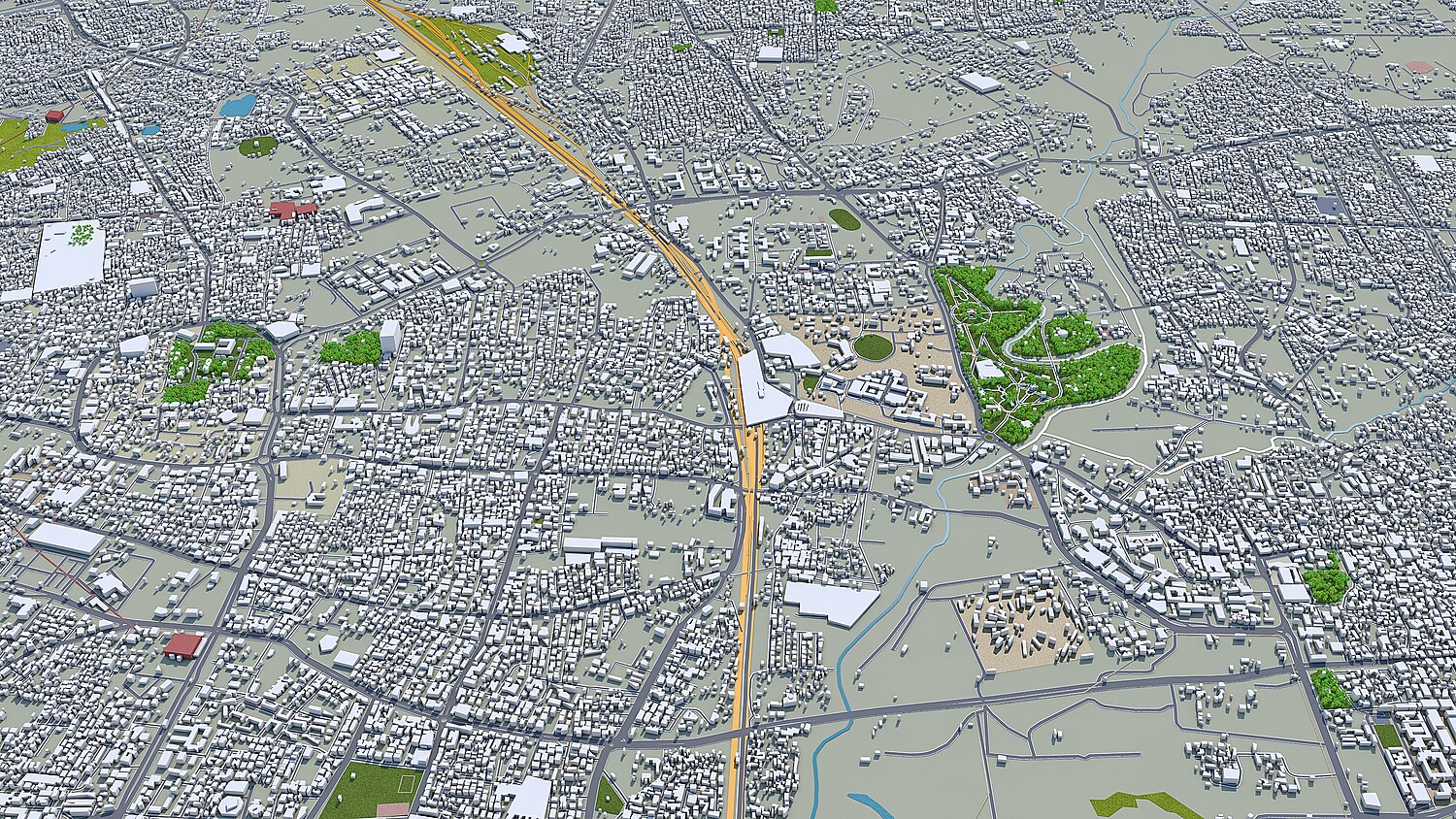 Vadodara city India 3d model 30km