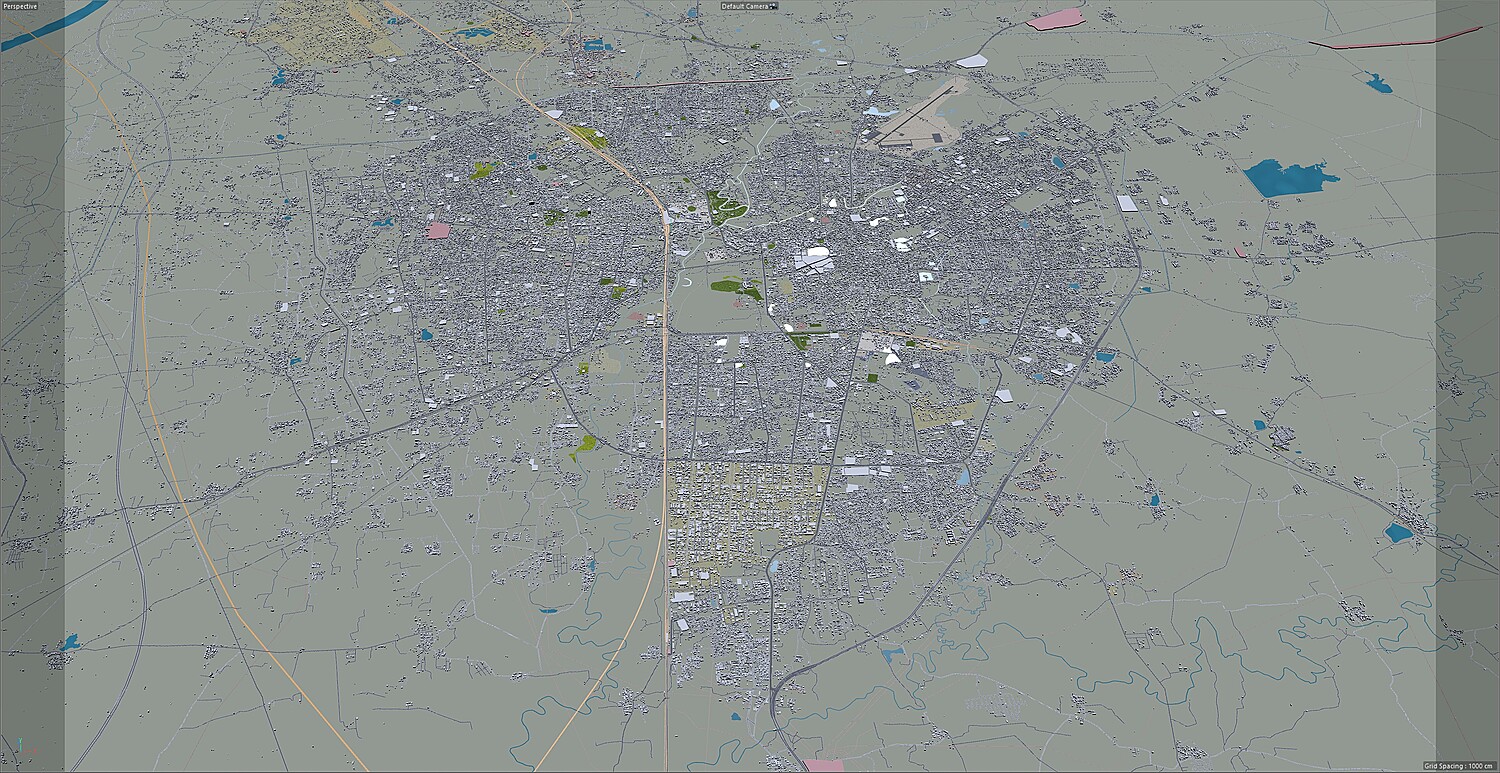 Vadodara city India 3d model 30km