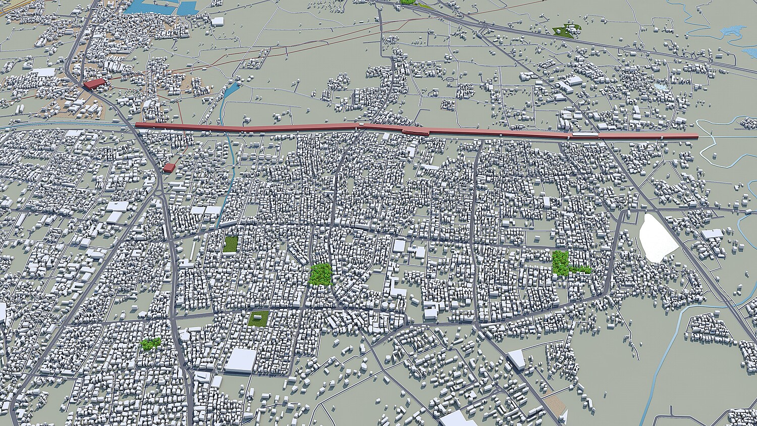 Vadodara city India 3d model 30km