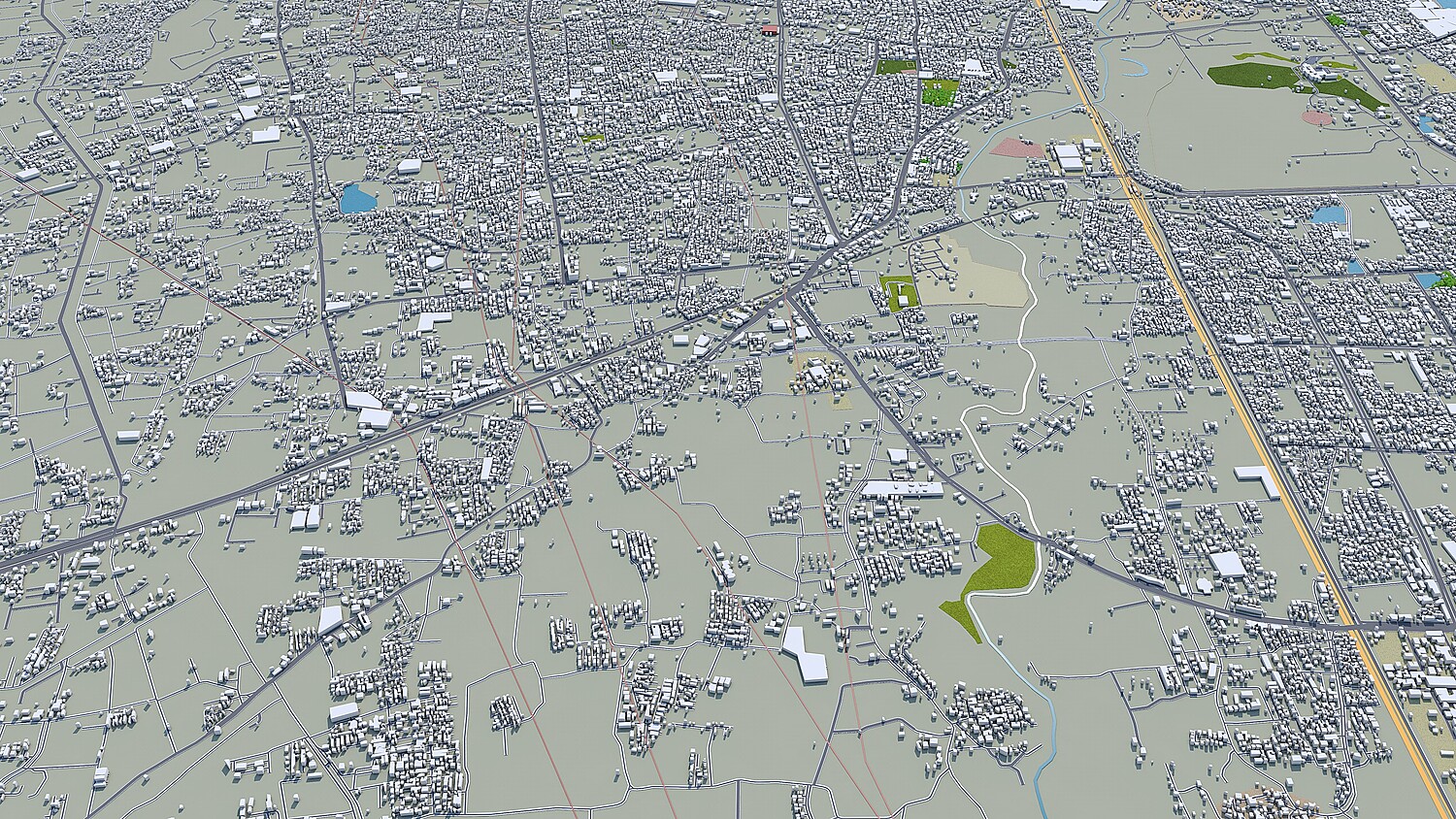 Vadodara city India 3d model 30km