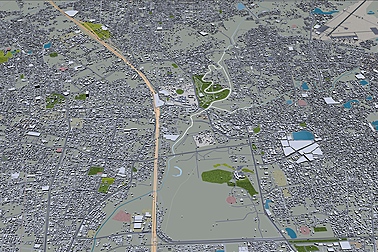 Vadodara city India 3d model 30km