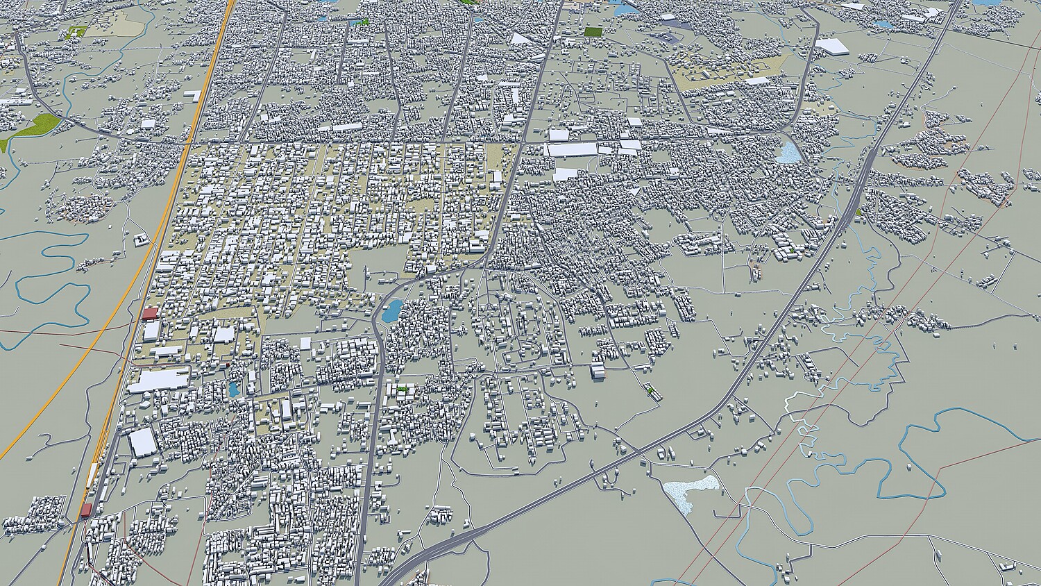 Vadodara city India 3d model 30km