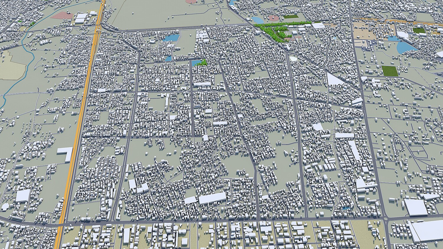 Vadodara city India 3d model 30km